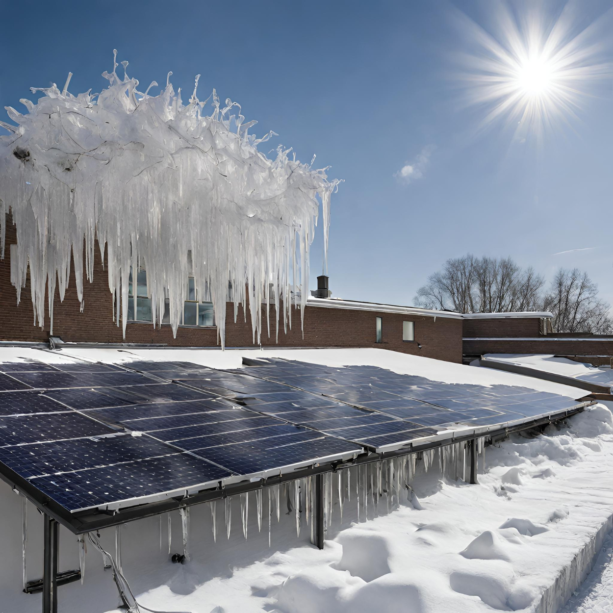 Snow on solar panels generally melts more quickly than on surrounding areas.